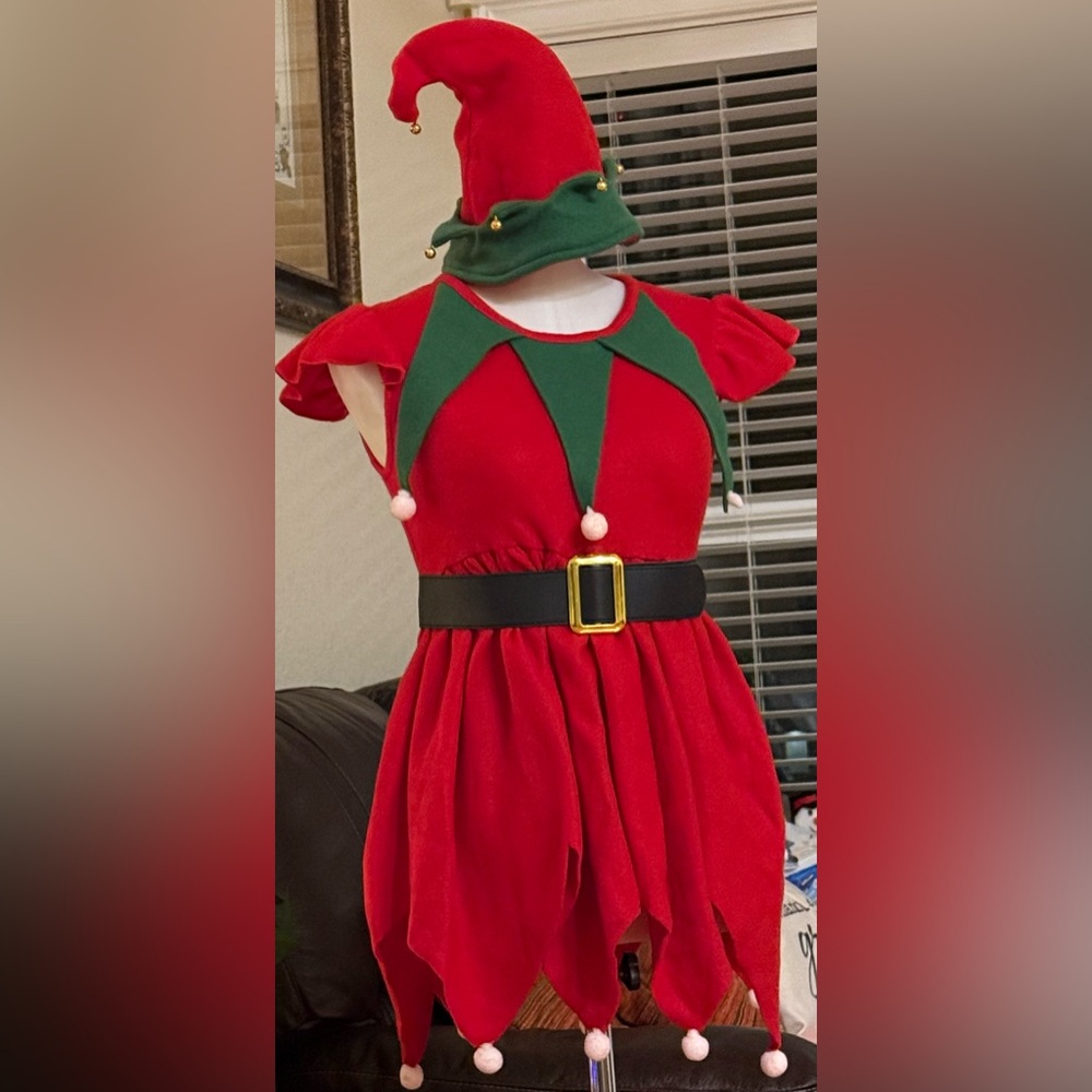Elf on the Shelf Girls Christmas Holiday Elf Costume Dress Set fits approx 7/8